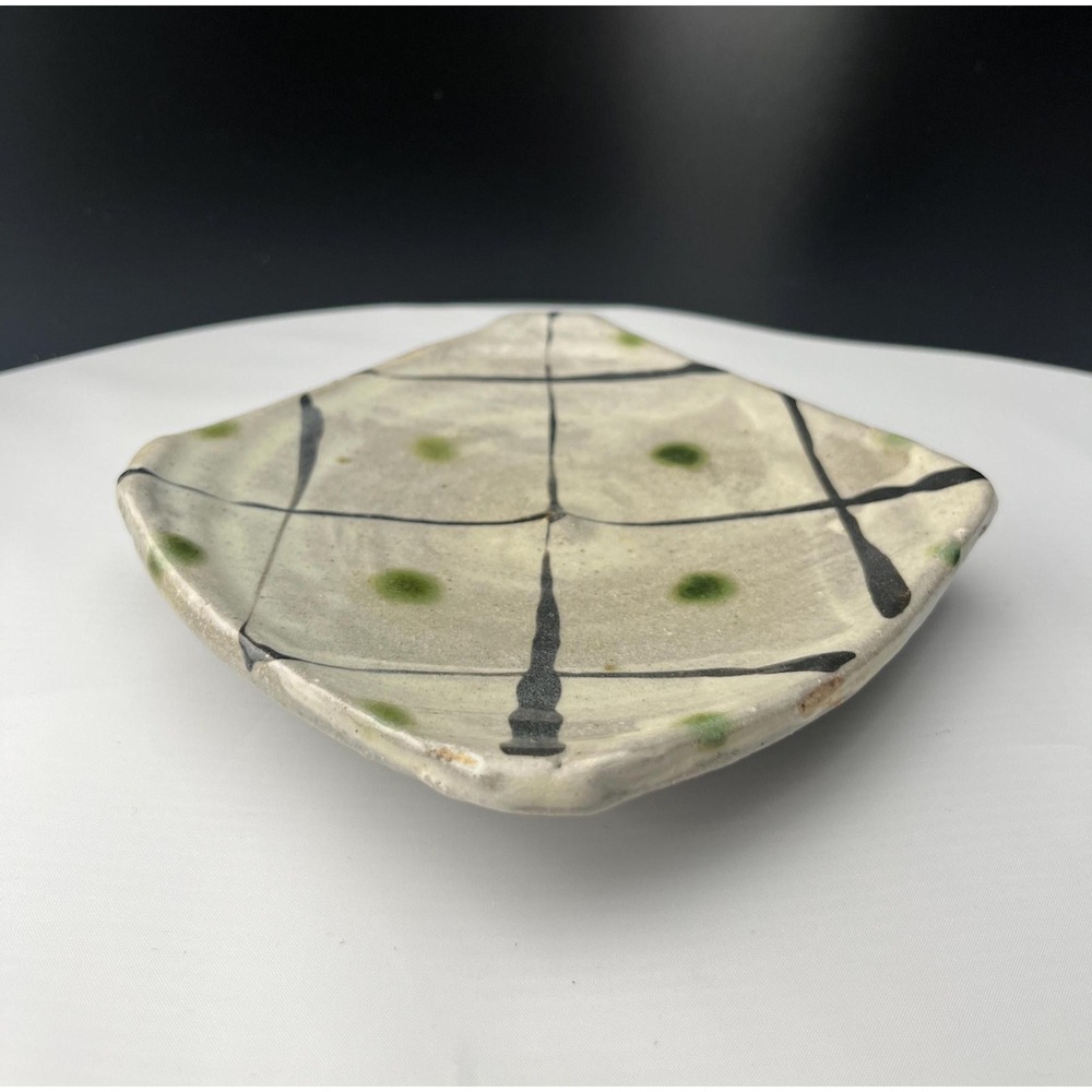 Vintage Studio Pottery Plate – Japanese Wabi Sabi Harlequin Stoneware - Picture 4 of 13